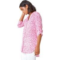 Roman Women's Ditsy Print Button Up V-Neck Blouse in Pink | Size: 12