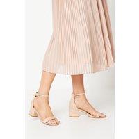 Coast Women's Thelma Faux Leather Ankle Strap Medium Block Heel Sandals in Nude | Size: 6
