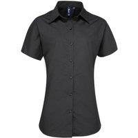 Premier Women's Supreme Heavy Poplin Short Sleeve Work Shirt in Black | Size: 8