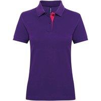 Asquith & Fox Women's Short Sleeve Contrast Polo Shirt in Purple | Size: 2XL