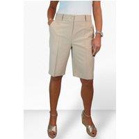 Paulo Due Women's Smart Pleated Tailored Shorts in Beige | Size: 18