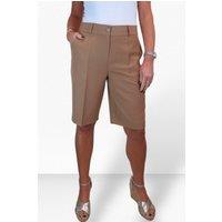 Paulo Due Women's Smart Pleated Tailored Shorts in Tan | Size: 18