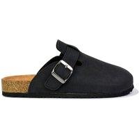XY London Women's 'Lucy' Slip On Flat Cork Slider Mules in Black | Size: 5