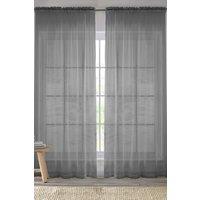 Enhanced Living Plain Sheer Voile Panel Curtains Panel - Pair with Rod Pocket Header in Grey | Size: 145 cm width x 137 cm drop