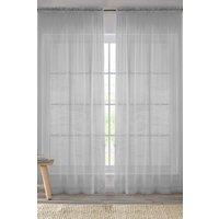 Enhanced Living Plain Sheer Voile Panel Curtains Panel - Pair with Rod Pocket Header in Silver | Size: 145 cm width x 137 cm drop