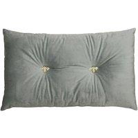 Paoletti Bumble Bee Embroidered Buttoned Velvet Ready Filled Cushion in Silver | Size: 30 cm x 50 cm