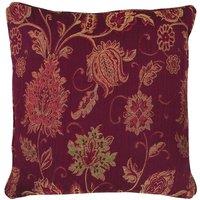 Paoletti Zurich Floral Jacquard Large Cushion in Burgundy | Size: 55 cm x 55 cm