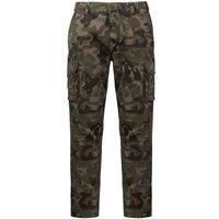 Kariban Men's Twill Camo Cargo Trousers in Green | Size: 40R