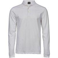 TEE JAYS Men's Luxury Stretch Long-Sleeved Polo Shirt in White | Size: Small