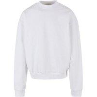 Build Your Brand Men's Ultra Heavy Crew Neck Sweatshirt in White | Size: Medium