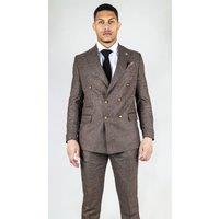 Infinity Leather Men's Classic Double Breasted 2-Piece Suit in Brown | Size: 40R