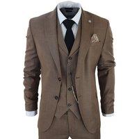 Infinity Leather Men's Classic 3-Piece Plain Suit in Brown | Size: 50R