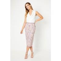 Hand Embellished Floral Panelled Pencil Skirt