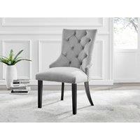FurnitureboxUK Set of 2 Belgravia Deep Padded Soft Velvet & Chrome Knockerback Dining Chairs With Black Powder Coated Legs in Grey