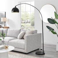 FurnitureboxUK Holden Energy Efficient Metal Floor Arc Standing Lamp Light With Marble Base (Including Bulb) in Black