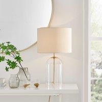 FurnitureboxUK Nora Energy Efficient Clear Glass & Coloured Shade Table Lamp Light (Including Bulb) in Cream