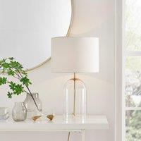 FurnitureboxUK Nora Energy Efficient Clear Glass & Coloured Shade Table Lamp Light (Including Bulb) in White