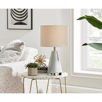 FurnitureboxUK Zoe Energy Efficient Conical Metal Table Lamp Light With Fabric Shade (Including Bulb) in Grey