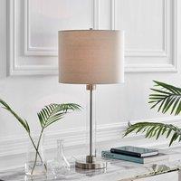 FurnitureboxUK Esme Clear Glass & Silver Metal Table Lamp Light With Fabric Shade (Including Bulb) in Grey