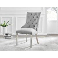 FurnitureboxUK Set of 2 Belgravia Soft Velvet Scoop Knockerback Dining Chairs in Grey