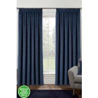 Enhanced Living 100% Blackout Luxury Supersoft Velvet Thermal Tape Top Curtains for Living Room & Bedrooms in Blue | Size: 168 cm width x 183 cm drop
