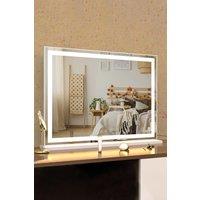Living and Home Vanity Mirror with Lights, 3 Lighting Modes, Touch Screen Control, Tabletop Cosmetic Mirror For Bedroom in White