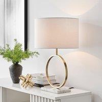 FurnitureboxUK Saffron Energy Efficient Gold Marble & Metal Table Lamp Light (Including Bulb) in White