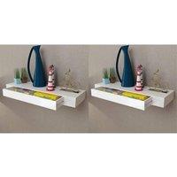 Floating Wall Shelves with Drawers 2 pcs White 80 cm