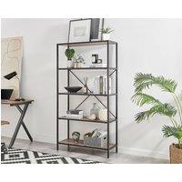 FurnitureboxUK Ashton Industrial Black Metal Box Shelf Unit With 5 Scratch Resistant Melamine Coated Shelves Supporting 10KG Each in Brown