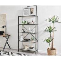 FurnitureboxUK Ashton Industrial Black Metal Box Shelf Unit With 5 Scratch Resistant Melamine Coated Shelves Supporting 10KG Each in Off-White