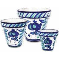 Verano Spanish Ceramics Granada Hand Painted White Set of 3 Outdoor Garden Classic Pots (D) 16-29cm