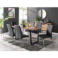 FurnitureboxUK Kylo Large Brown Wood Effect Dining Table & 6 Lorenzo Faux Leather Chairs in Black