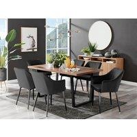 FurnitureboxUK Kylo Large Brown Wood Effect Dining Table & 6 Calla Black Leg Velvet Chairs