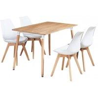 Life Interiors 5PCs Dining Set - a Halo Dining Table & Set of 4 Lorenzo Tulip chairs with Padded Seat in White