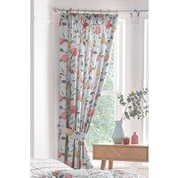 Dreams & Drapes 'Botanical' Fruit Lined Pair of Pencil Pleat Curtains in Green | Size: 167 cm width x 183 cm drop