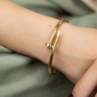 The Colourful Aura 18ct Plated Handmade Nail Luxury Cuff Arm Bangle Bracelet in Gold