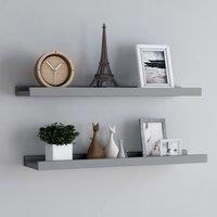 Berkfield Home Picture Frame Ledge Shelves 2 pcs Grey 80x9x3 cm MDF | Size: 80 x 9 x 3 cm