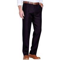 Chums Men's High-Rise Poly Twill Trousers with Stretch Waist in Black | Size: 42R