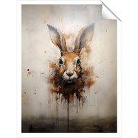 Warren Reed - Designer Watercolour Hare Face Unframed Art Print | Size: W16 x H24