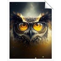 Warren Reed - Designer Owl With Glasses Splashart Unframed Art Print | Size: W20 x H30