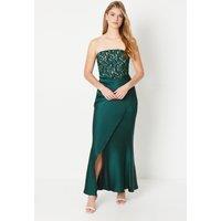 Debut London by Coast Corset Lace Bodice Satin Drape Skirt Prom Dress