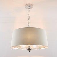 K LIVING Giovanna 3 Light Chrome Chandelier & Cream Shade