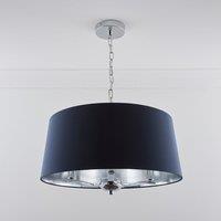 K LIVING Giovanna 3 Light Chrome Chandelier & Navy Shade
