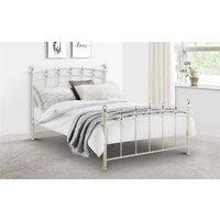 Ashfield Crystal Finial Metal Bed Frame in White | Size: King