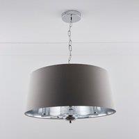 K LIVING Giovanna 3 Light Chrome Chandelier & Grey Shade