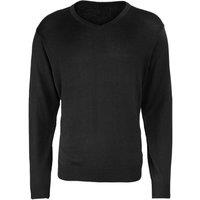 Premier Men's Knitted Cotton Acrylic V Neck Sweatshirt in Black | Size: 4XL