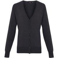 Premier Women's Cotton Acrylic V Neck Cardigan in Charcoal | Size: 14