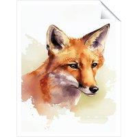 Warren Reed - Designer Fox Watercolour Unframed Art Print | Size: W8 x H10