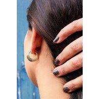 Otis Jaxon London Women's High Polish Ridged Hoop Small Sterling Silver Earring in Gold