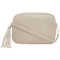 Kitise Women's Tassel Charm Genuine Italian Leather Small Camera Crossbody Bag in Khaki